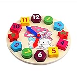木のおもちゃ 形合わせ 数字時計 幾何 はめ込み クロック パズル 幼児 知育玩具