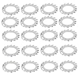 uxcell ロックワッシャー 14mm内径 炭素鋼 亜鉛メッキ 外部鋸歯状 20個入り