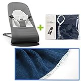 【今治タオルブランケットセットFLW】babybjorn（ベビービョルン）バランス ソフト ジャージーダークグレー（バウンサーカバーフラワーブルーフラワーブルー）