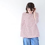 Pearls　マタニティママから授乳ママまで♪ ベルスリーブデザインが女っぽい 授乳口つきボーダーチュニックカットソー (red)