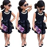 leewa幼児用ベビー女の子子供用プリンセスページェントドレス カラー: ブラック