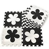 10個入りブラックホワイトフラワースタイルソフトパズルマットラグフローリングマットfor Kids Soft Foam Play Mat Jigsaw pop-outマット