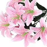 [Enerhu]ユリ造花 インテリア お祝い 10個花/1束 ウェディングブーケにも 飾り物 ピンク