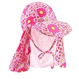 B Blesiya ベビー　水着用帽子　水泳帽子　日よけ帽子　サンハット　つば広　夏　男の子　女の子　uvカット　紫外線対策　全10種類 - ピンクの花