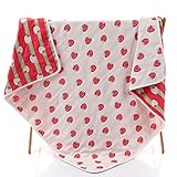 ベビーケット オーガニックコットン 毛布 タオル１００％綿　通気 6重ガーゼケット 苺柄 A