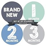 ボーナスセットBaby Boy Monthly Stickers – Greatシャワーギフトまたはスクラップブック写真記念品 – ブルーグリーンマイルストーン