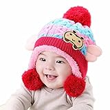 2017 秋冬 新作 ベビーキャップ 子供 カワイイ 帽子 耳カバー キッズ ニット帽 子ども ニットキャップ 裏起毛 裏ボア カワイイ ポンポン付き ふわふわ 耳付き もこもこ 男女兼用 カットソー