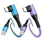 USB Type C ケーブル L字90度 ゲーム用【1.83M/2本 2色】USB Cケーブル 3A急速充電/QC3.0対応 タイプCケーブル アンドロイド充電器ケーブル ChrisPow タイプC充電ケーブル 高速データ転送 Andriodケーブル Galaxy S23 S22 S21 S20 S10 S9,Xperia,Xiaomi,Huawei P40,Pixel,OPPO reno7a 5a,Android機種,iPad Pro usb type cスマホ,タブレット 紫＋緑