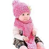 Goenn ニット帽子 &マフラー セット ベビー 赤ちゃん帽子 冬 かわいい 防寒 冬 しもやけ 対策 キッズ子供用 誕生日、お祝い、プレゼント　かわいい防寒帽子 公園 お出かけ お散歩 (ホットピ