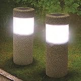 ソーラーパワーストーンピラーホワイト LED ライトガーデンの芝生の中庭の装飾ランプ