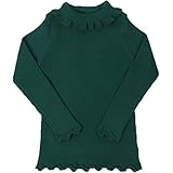 jeleuon Little Girls長袖セーターHigh Neck ruflle Fineニットトレーナープルオーバー カラー: グリーン