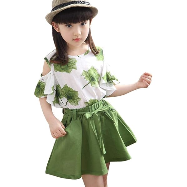 Amazon | MoRer 子供服 女の子 無地 可愛い 二点セット 上下