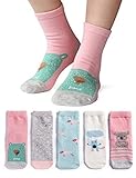queen-ks Kids Toddlers Little Girlsコットンかわいい漫画動物猫Bears Fox Sheepカジュアルクルーソックスパックの5ペア 6-8 Years (for sh