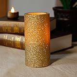 Home Impressions Flameless RealワックスLED Pillar Candle withタイマー 3 x 6 -Pillar Top ゴールド JB12212
