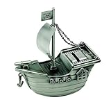 クリエイティブギフトPirate Ship銀行、ピューター仕上げ。