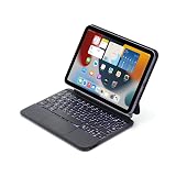 QYiiD マジックキーボードケース iPad mini 7 (A17 Pro) 2024/iPad Mini 6 2021 8.3インチ用、7色バックライトBluetoothキーボードケースカバー マルチタッチトラックパッド付き iPad mini 第7世代/第6世代用 ブラック