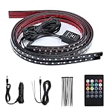 justech 4点8色車LEDネオンUndercarグローライト12 V RGB Underglow Atmosphere装飾バーライトキットストリップwithサウンドアクティブとワイヤレスリモート