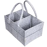 ベビーおむつStacker &キャディ、保育園おむつオーガナイザー、ワイプストレージビンfor Cars &ホームwith Changeable compartments (グレー)