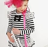 美来Kids 子供 長袖 ボーダー Tシャツ フリル付き ベビー トップス (100)