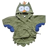 Plus Nao(プラスナオ) バスローブ タオル バスタオル キッズ ベビー 赤ちゃん 子供 男の子 女の子 男児 女児 新生児 贈り物 プレゼント 出 S フクロウ【グリーン】