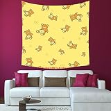 家の装飾正方形tapestry-kids Decorファンタジーユニコーンwithレインボー神話と中世城Fairy Taleカートゥーンデザインマルチカラー_壁吊り下げ寝室リビング部屋寮 59x59 
