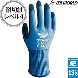 ユニワールド/ワンダーグリップ カットアラミド WONDER GRIP Cut Aramid/1双 カラー：ブルー サイズ：L 品番：WG757