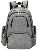 [El-fmly] マザーズバッグ ママリュック ベビー用品収納 おむつ替えシート付き 大容量 LZMI001-GS(グレー)