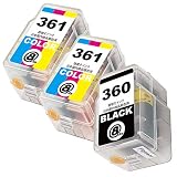 Canon キャノン BC-360 (BK/顔料ブラック) + BC-361 (CL/カラー)×2 【合計3本セット】 最新 互換 《詰め替えインク》 (大容量・1 360 361 BC360 BC361 補充用 純正カートリッジ対応 (対応機種: PIXUS TS5330)【STAR JET製】
