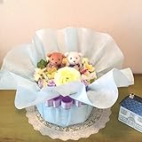 おむつケーキ　1段　アレンジフラワー風　双子男の子用　ブルー　　おしゃれな出産祝い　結婚祝　人気ナンバーワン