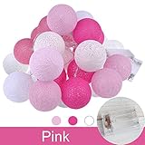 LEDイルミネーションライト ストリングライト バッテリーパワー ボールライト ホームパーティーの装飾 ピンク
