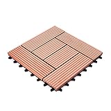 ウッドパネル ウッドタイル ウッドデッキ 人工木 27枚セット 樹脂 ベランダタイル ジョイントパネル 木製タイル (タイプC・ブラウン)