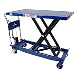 油圧式リフトテーブル ロングタイプ 青 テーブルサイズW約600mm×D約1200mm 耐荷重約500kg キャスター付き 台車 油圧リフト 昇降台車 テーブルリフト テーブルリフター リフティングテ