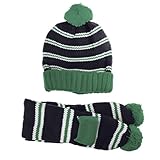 ニット帽子＋マフラー 2点セット ネックウォーマー 子供帽子 2-6歳 ストライプ柄 あったか ボンボン付き かわいい 防寒アイテム 防寒対策 雪遊び お出かけ 通学 ギフトに最適 キッズ 男の子 女