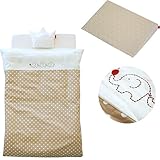 サンデシカ　スリーピングピロー付☆洗えるベビー布団 合計8点セット 必要最小限アイテムをチョイス_ベージュドット3匹ぞう 【日本製】