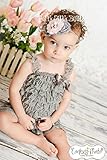 ロンパース＆ヴィンテージヘッドドレス☆グレー　newborn-4T(50-110)【２点セット】