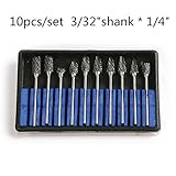 10 x 3/32 「タングステンカーバイドカッターロータリーバリ CNC セット刻印ビット w / CED 6 mm
