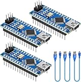 YELUFT ナノ V3.0 ボード USBケーブル付き 3個 ATmega328P MCU CH340G USB to Serial Chip 5V 16MHz マイクロコントローラー Arduino IDE対応 (はんだ付け済み、Type-Cポート)
