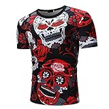Tシャツ・カットソー BOBOGOJP メンズ シャツ T-shirt 3D 邪魅 ドクロ プリント 大きいサイズ Oネック カッコいい 男性 定番 春 夏 ゆとり半袖 上着 男の子 プルオーバー (
