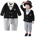 HAOCOO ベビー 子供服 キッズ 男の子 フォーマル カバーオール ロンパース 和服 蝶ネクタイ付き 長袖 百日祝い 出産祝い 記念日 七五三 (70cm)