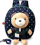 かわいい クマさん うさぎさん ベビー リュック 子ども キッズ リュックサック 迷子 紐つき 色 選べます (ネイビー（格子）)