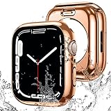 【2024強化版】ELYBYYLE for Apple Watch ケース 45mm 41mm 防水ケース 360度全面防水 バンド 水泳・スポーツ専用 ガラスフィルム 一体型 apple watch 用 カバー 360フルボディ防水 アップルウォッチ ケース Apple Watch 9/8/7 41mm対応 光沢のローズゴールド