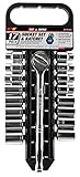 Performance Tool W38302 17 Piece 1/2 Drive SAE and Metric 6 Point Socket Set with Ratchet [並行輸入品]