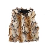 ベビーガールズフェイクファーベスト暖かいノースリーブジャケット カラー: イエロー