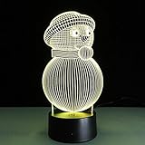Caryy 3d LED Illusionランプ、7色リモートコントロールDimensional Visual雪だるまライト、光学式ナイトライト、装飾雰囲気テーブルランプ、子供クリスマス誕生日ギフト