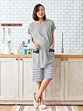 Angeliebe エンジェリーベ マタニティ パジャマ 授乳口付き パイル 半袖 ナイティ 授乳服 半ズボン 産前 産後 セット M ～ L グレー 21785 21785102