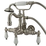 Elements of Design DT10078CL Hot Springs Wall Mount Clawfoot Tub Filler with Hand Shower, 4-3/4' in 