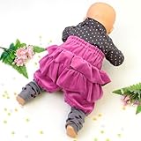 フリル付パンツ ベロア ピンク