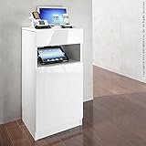 キャビネット ホワイト 鏡面 背面収納（ルーター収納）付き リビングキャビネット 幅40cm 木製 リビング収納 リビングボード サイドボード