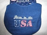 Born in the USA Patriotic Feeding Bib by Frenchie Mini Couture [並行輸入品]