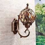 CGJDZMD ウォールスコンス現代IP44ブロンズステンレス鋼メタルウォールランプ＆クリアガラスフィッシャーマンズランタンケージ屋外ウォールライト、E27ソケット、（球を含まない）